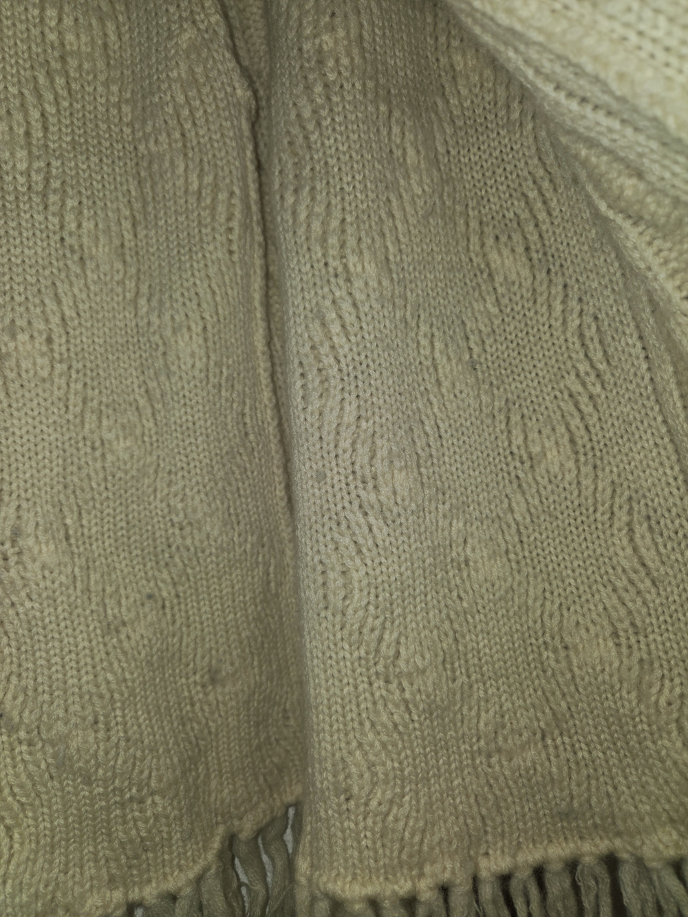 Retro Barbara Lee Cream Cable Knit Fringe Button-Front Women's Sweater Cape - Picture 5 of 6